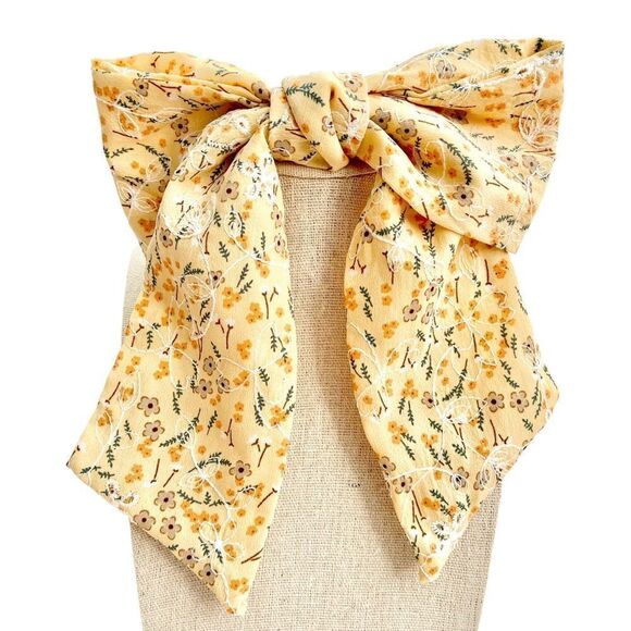 NEW Anthropologie Boho Floral Bow Barrette Hair Clip Paris - Picture 1 of 5